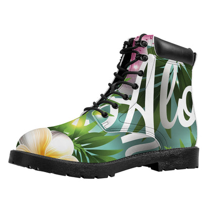 Aloha Hawaiian Flower Print Work Boots