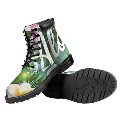 Aloha Hawaiian Flower Print Work Boots