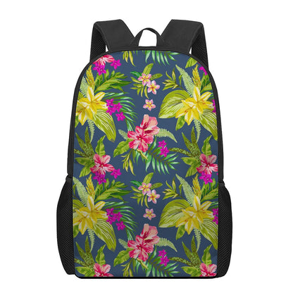 Aloha Hawaiian Flowers Pattern Print 17 Inch Backpack