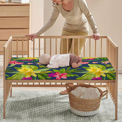 Aloha Hawaiian Flowers Pattern Print Baby Crib Sheet