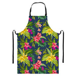 Aloha Hawaiian Flowers Pattern Print Bib Apron With Pocket
