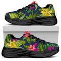 Aloha Hawaiian Flowers Pattern Print Black Chunky Shoes