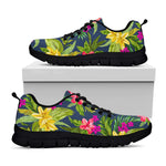 Aloha Hawaiian Flowers Pattern Print Black Running Shoes