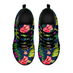 Aloha Hawaiian Flowers Pattern Print Black Running Shoes