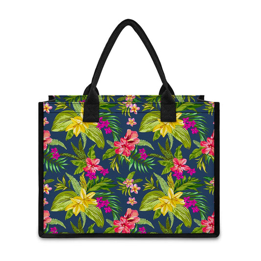 Aloha Hawaiian Flowers Pattern Print Canvas Tote Bag