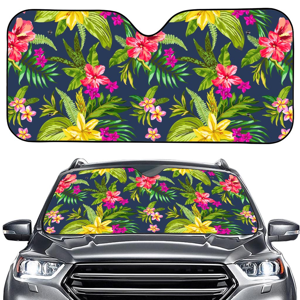 Aloha Hawaiian Flowers Pattern Print Car Windshield Sun Shade