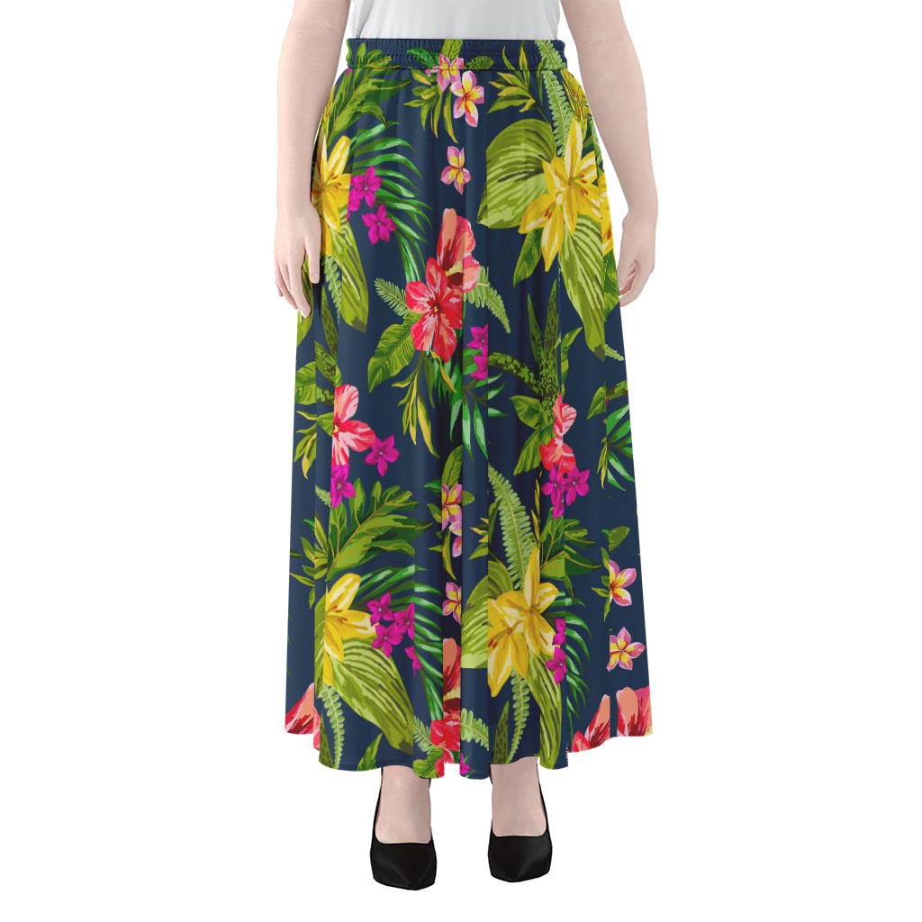 Aloha Hawaiian Flowers Pattern Print Chiffon Maxi Skirt