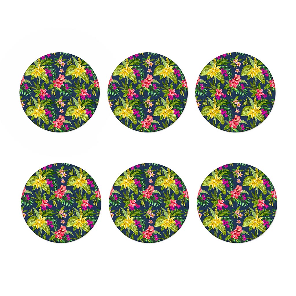 Aloha Hawaiian Flowers Pattern Print Coaster Set