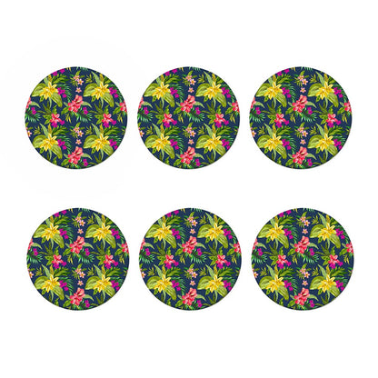 Aloha Hawaiian Flowers Pattern Print Coaster Set