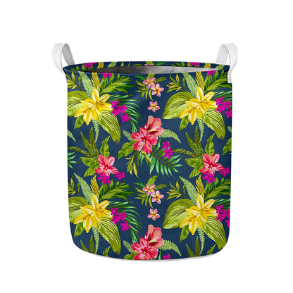 Aloha Hawaiian Flowers Pattern Print Collapsible Laundry Basket