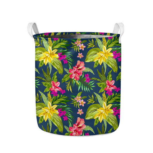 Aloha Hawaiian Flowers Pattern Print Collapsible Laundry Basket