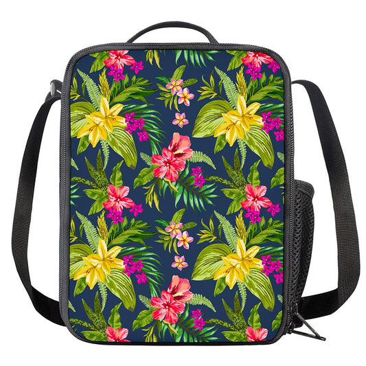 Aloha Hawaiian Flowers Pattern Print Crossbody Lunch Bag