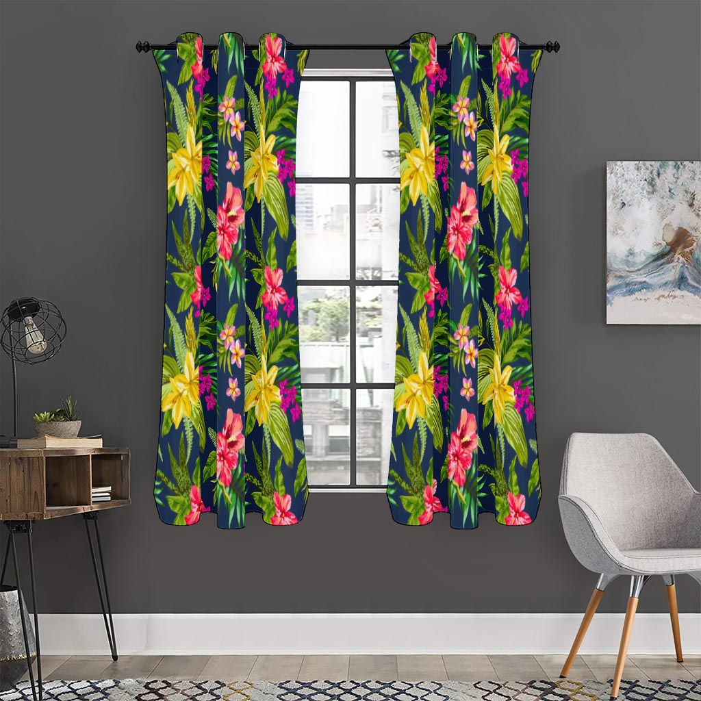 Aloha Hawaiian Flowers Pattern Print Curtain