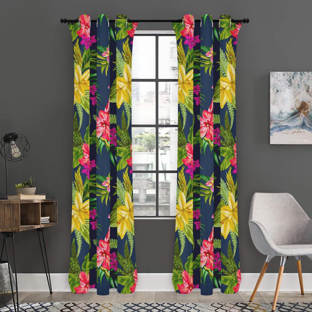 Aloha Hawaiian Flowers Pattern Print Curtain