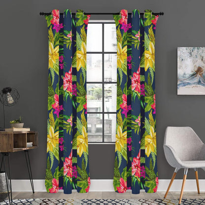 Aloha Hawaiian Flowers Pattern Print Curtain