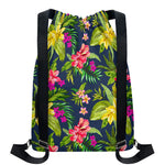 Aloha Hawaiian Flowers Pattern Print Drawstring Backpack