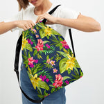 Aloha Hawaiian Flowers Pattern Print Drawstring Backpack