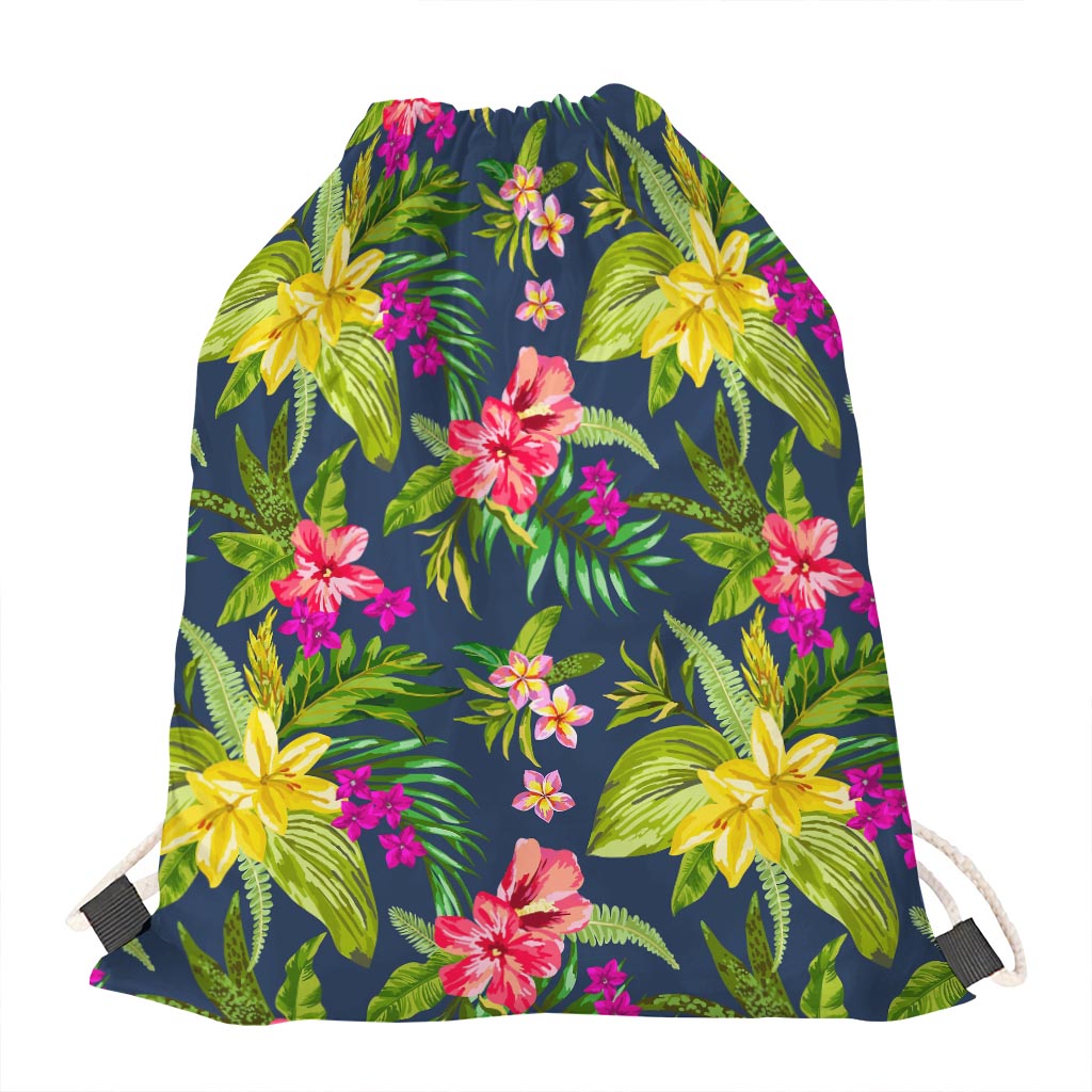 Aloha Hawaiian Flowers Pattern Print Drawstring Bag