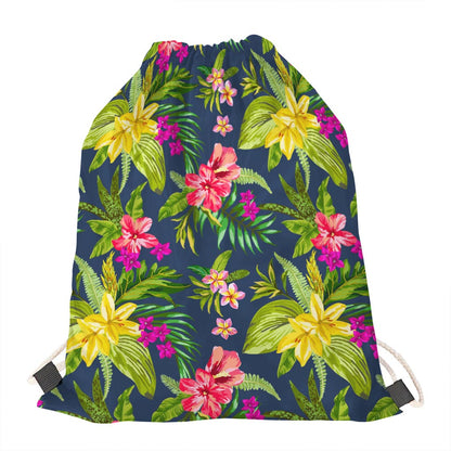 Aloha Hawaiian Flowers Pattern Print Drawstring Bag