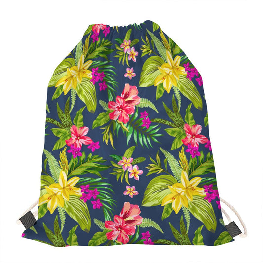 Aloha Hawaiian Flowers Pattern Print Drawstring Bag