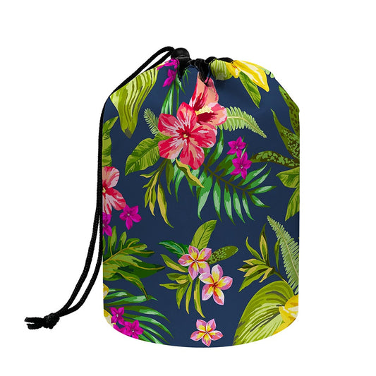 Aloha Hawaiian Flowers Pattern Print Drawstring Makeup Bag