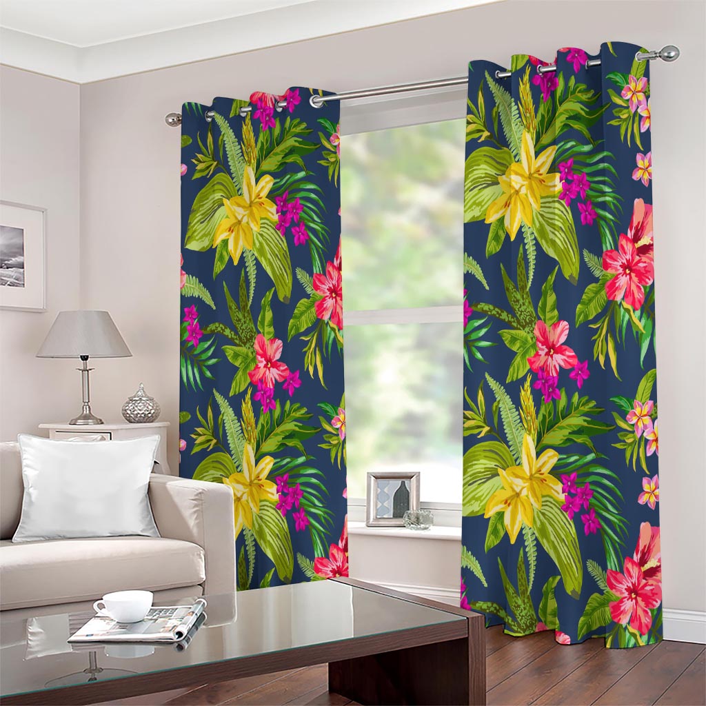 Aloha Hawaiian Flowers Pattern Print Extra Wide Grommet Curtains