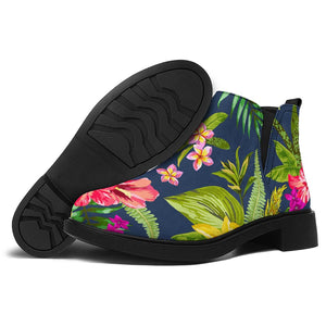 Aloha Hawaiian Flowers Pattern Print Flat Ankle Boots