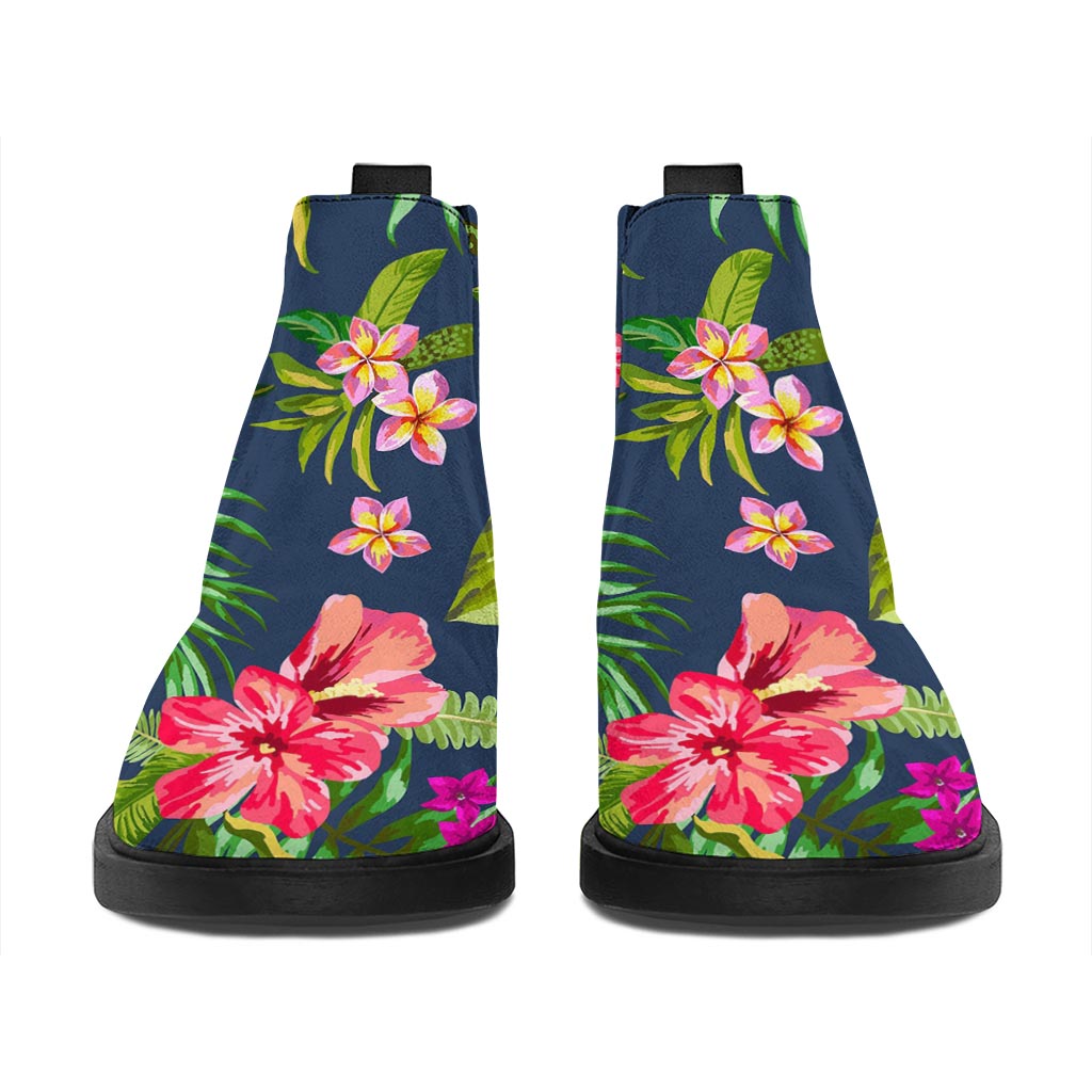 Aloha Hawaiian Flowers Pattern Print Flat Ankle Boots