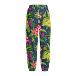 Aloha Hawaiian Flowers Pattern Print Fleece Lined Knit Pants