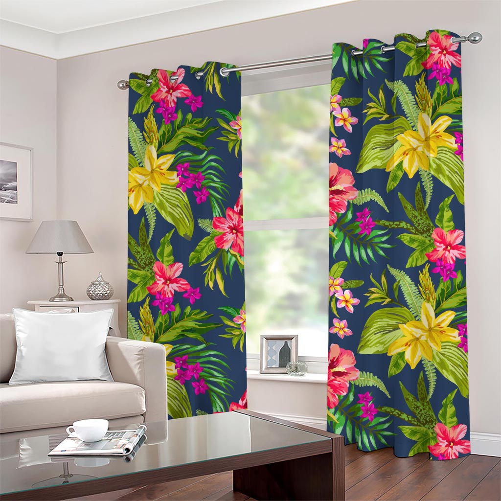 Aloha Hawaiian Flowers Pattern Print Grommet Curtains