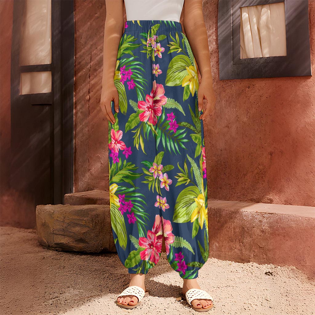 Aloha Hawaiian Flowers Pattern Print Harem Pants