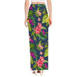 Aloha Hawaiian Flowers Pattern Print High Slit Maxi Skirt