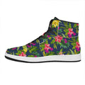 Aloha Hawaiian Flowers Pattern Print High Top Leather Sneakers