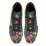 Aloha Hawaiian Flowers Pattern Print High Top Leather Sneakers