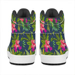 Aloha Hawaiian Flowers Pattern Print High Top Leather Sneakers