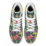 Aloha Hawaiian Flowers Pattern Print High Top Leather Sneakers