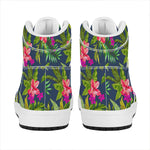 Aloha Hawaiian Flowers Pattern Print High Top Leather Sneakers