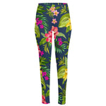 Aloha Hawaiian Flowers Pattern Print High-Waisted Pocket Leggings