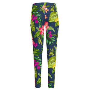 Aloha Hawaiian Flowers Pattern Print High-Waisted Pocket Leggings