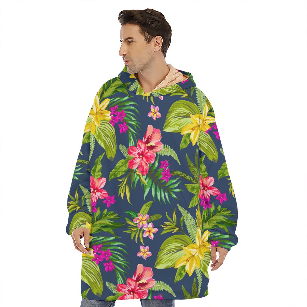 Aloha Hawaiian Flowers Pattern Print Hoodie Blanket