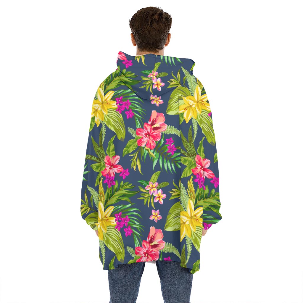 Aloha Hawaiian Flowers Pattern Print Hoodie Blanket