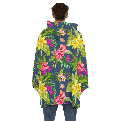 Aloha Hawaiian Flowers Pattern Print Hoodie Blanket