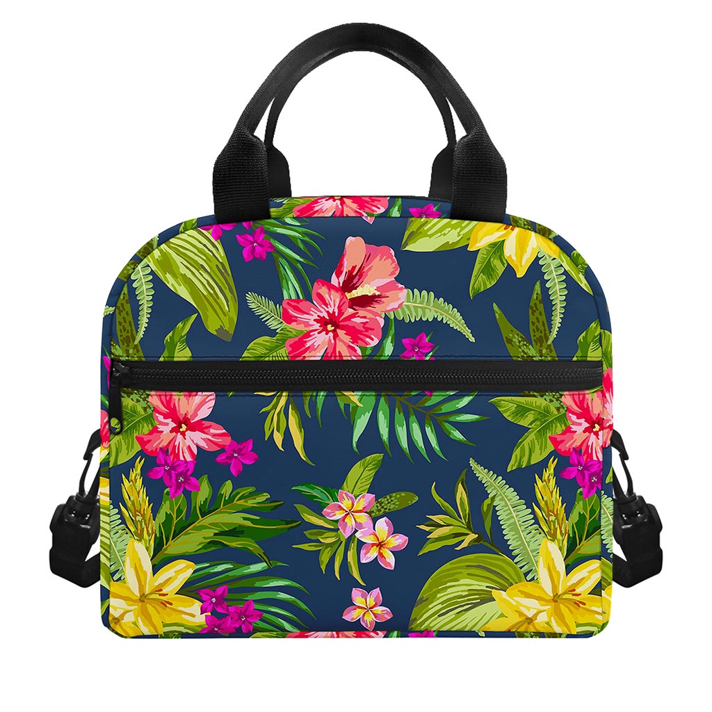 Aloha Hawaiian Flowers Pattern Print Insulated Lunch Bag