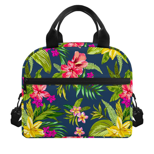 Aloha Hawaiian Flowers Pattern Print Insulated Lunch Bag