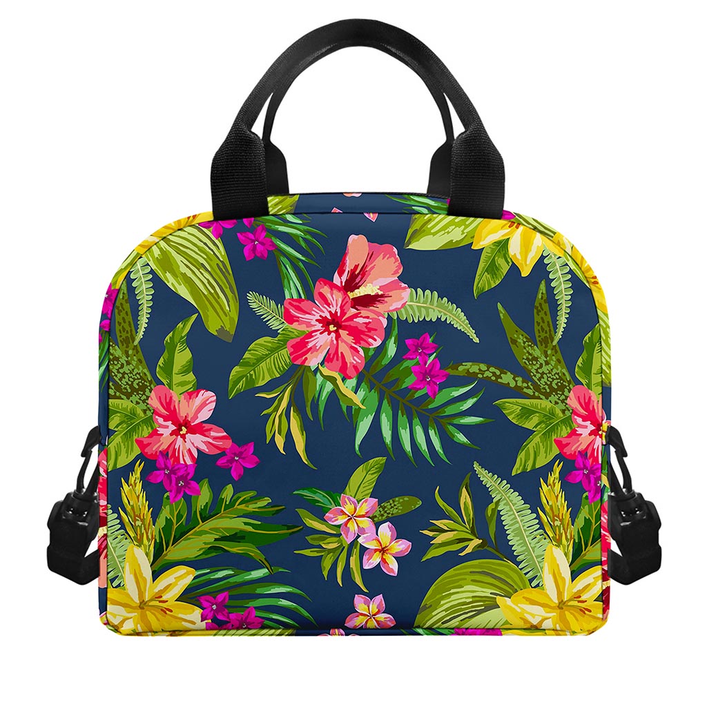 Aloha Hawaiian Flowers Pattern Print Insulated Lunch Bag
