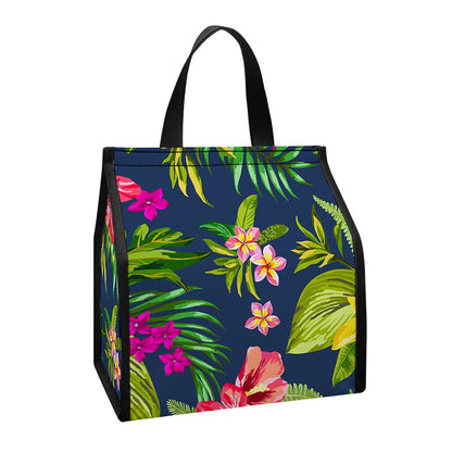 Aloha Hawaiian Flowers Pattern Print Insulated Lunch Tote