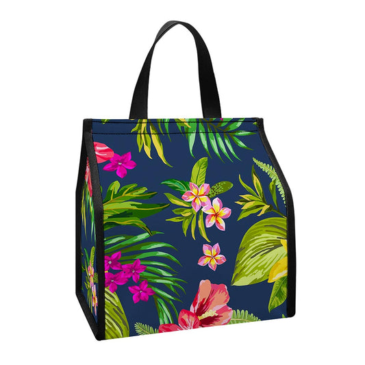Aloha Hawaiian Flowers Pattern Print Insulated Lunch Tote