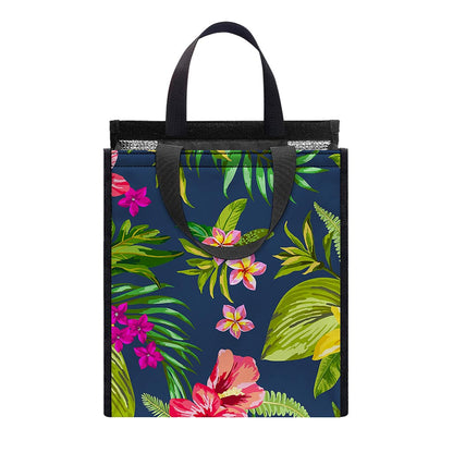 Aloha Hawaiian Flowers Pattern Print Insulated Lunch Tote