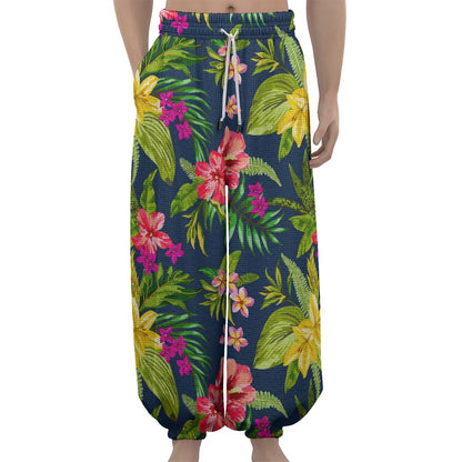 Aloha Hawaiian Flowers Pattern Print Lantern Pants