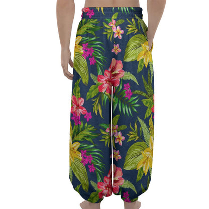 Aloha Hawaiian Flowers Pattern Print Lantern Pants